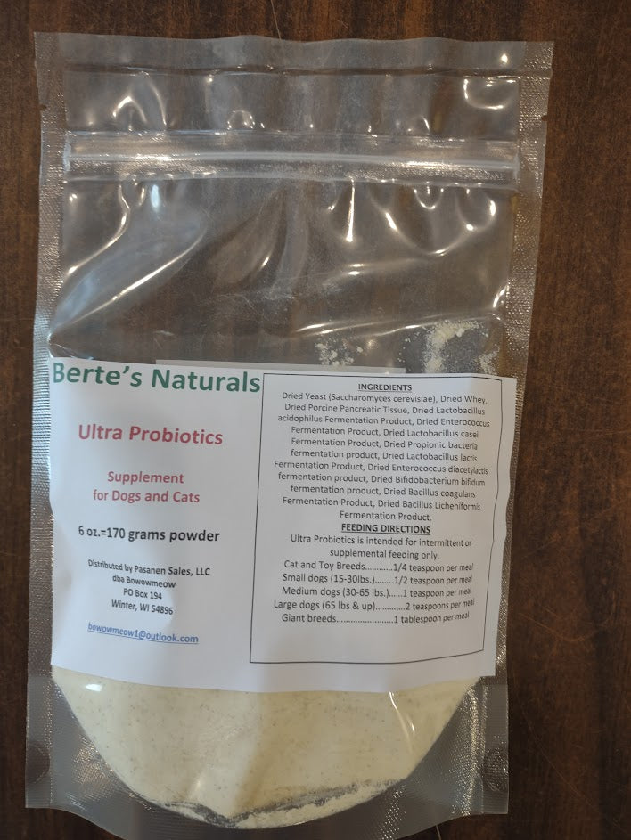 Berte's Ultra Probiotic Powder Digestion Aid for Cats and Dogs Berte's Ultra Probiotic Powder Digestion Aid for Cats and Dogs